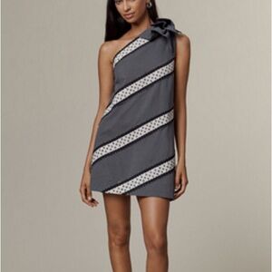 Maeve One-Shoulder Striped Dress in Black and White